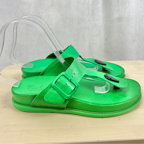 TYCHE Leather Sandal Birkenstock style in Bright Green size 7 - Picture 3 of 6
